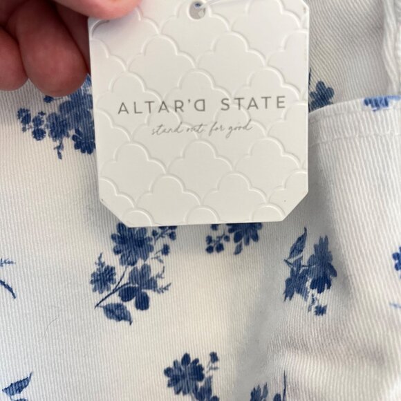 Altard State White & Blue Floral Flared Pants XL NEW - Picture 4 of 6